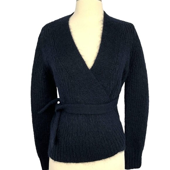 COS Sweaters - COS Women's XS Wrap Cardigan Sweater Navy Blue Mohair Wool Soft Long Sleeve